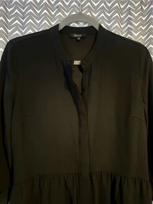 Quince | Fluid Crepe Shirt Dress in Black, XS thumbnail 5