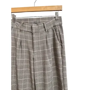 Maurices Women'S Brown tan Plaid Wide Leg Pleated‎ Trousers Size 4 thumbnail 3