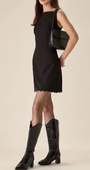 Rihoas Black Contrasting Sleeveless Mini Dress thumbnail 3