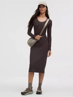Lululemon All Aligned Ribbed Long-Sleeve Midi Dress - Purple/Grey - Size 4 thumbnail 8
