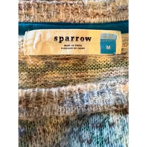 Sparrow Anthropologie Sweater Women Medium Blue Merino Wool Marled Stripe Knit thumbnail 9