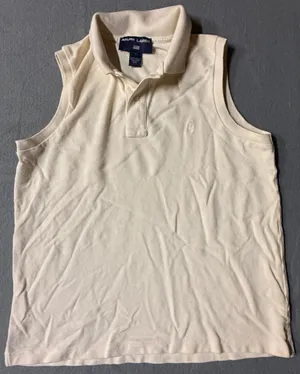 Vintage butter yellow Ralph Lauren Polo Sport sleeveless golf polo thumbnail 1