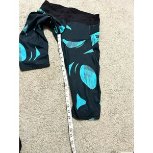 Lululemon Run Top Speed Crop Leggings Sz 8 Peacock Blue Black‎ Pocket Luxtreme thumbnail 8