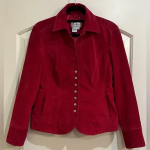 Live a Little Wine Red Suede Leather Vintage Blazer Size M thumbnail 1