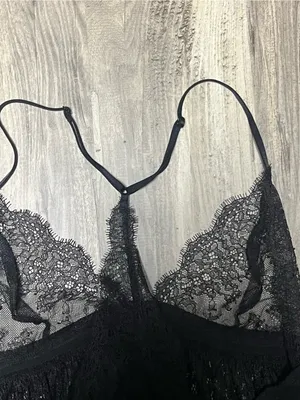 Victoria's Secret Black Eyelash Lace Pleated Babydoll Nightie Lingerie thumbnail 7