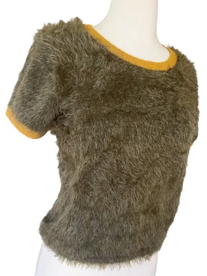 Natural Life Edie Eyelash Short Sleeve Sweater In Olive thumbnail 3