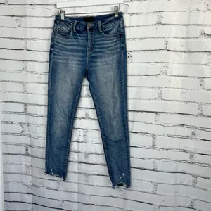 Y2K Buckle Black Ankle Skinny Jeans Women’s 27x27 Fit No. 83 Medium Wash Denim thumbnail 8