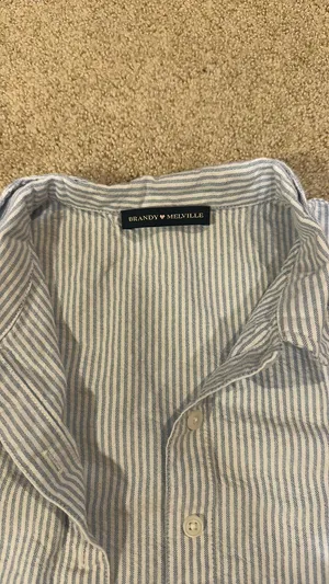 Blue and white Brandy Melville button-up thumbnail 2