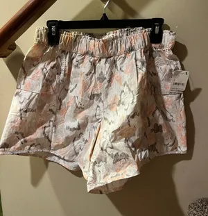 FP Movement by Free People Peach & Gray Floral Lightweight Athletic Shorts thumbnail 1