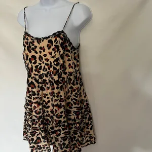 Urban Outfitters Leopard Babydoll Mini Dress XS Y2K Coquette Indie Grunge Tan thumbnail 5