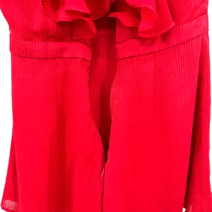 NWT Wayf size small red v neck romper ruffle‎ front and rear zip up rear thumbnail 4