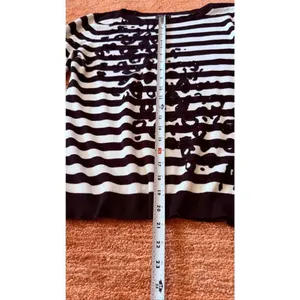 Lark Lane Striped Sweater Size L Black White Embellished Knit thumbnail 4