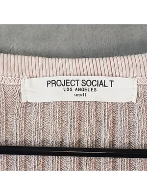 Project Social T Ribbed Knit Sleeveless Tank Top Light Pink Round Neck Size S thumbnail 3