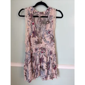 FREE PEOPLE SHE MOVES CHEMISE HIGH NECK‎ SLEEVELESS MINI Size S Pink thumbnail 3