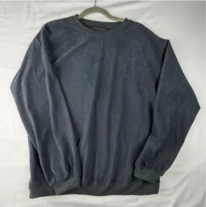 Unbranded Corduroy Knit Crewneck Sweatshirt Size Small Dark Blue Gray Pullover thumbnail 1