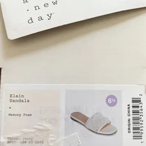 A New Day Elain Ivory Mesh Sequin Slide Sandals Square Toe Memory Foam 6.5 thumbnail 8