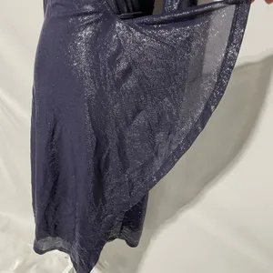 & Other Stories Sheer Metallic Long Sleeve Midi Wrap Dress Navy Blue Size 2 thumbnail 10