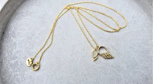 Handmade Angel wings 925 Sterling silver necklace dual charms thumbnail 4