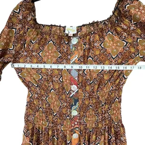 Anthropologie Fig And Flower Maxi Dress L Petite Multi Paisley Sheer Tiered Boho thumbnail 6