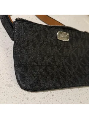 Michael Kors‎ Logo Belt Bag Black Gray Brown Waist Fanny Pack Purse Sz Medium thumbnail 5