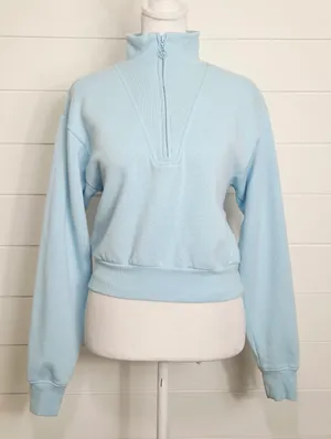 Victoria's Secret Cropped Light Blue Half-Zip Pullover Sweatshirt Size XS thumbnail 5