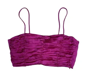 ZARA Crop Top Women’s M‎ Fuchsia Side Zip Spaghetti Strap thumbnail 1