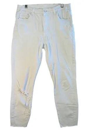 Mother High Waisted Looker Ankle Fray White Distressed Skinny‎ Jeans 29 READ thumbnail 1