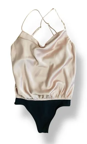 Show Me Your Mumu Diane Bodysuit In Rose‎ Gold Luxe Satin Womens Size XS thumbnail 1