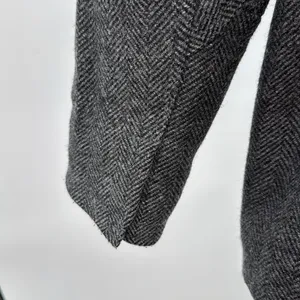 DKNY Charcoal Herringbone wool blend coat zip and button closure winter warm xl thumbnail 5