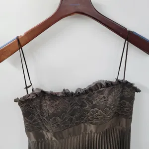 Badgley Mischka Evening Gown Dress Size 8 Brown Pleated Empire Waist Lace Bodice thumbnail 7