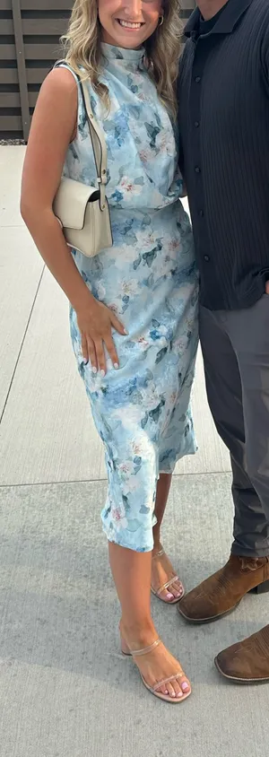Lulus Midi Dress Floral Blue thumbnail 1
