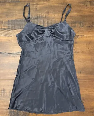 VTG Victoria's Secret Black Satin Lingerie size Small thumbnail 1