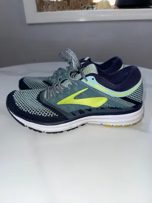 Brooks Men's Athletic Running Shoes - Navy and Lime Green thumbnail 4