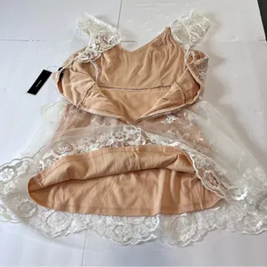 NWT Lulus Twirl‎ the Night Away White Embroidered Lace Mini Skater Dress LARGE thumbnail 8