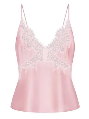 Skims SILK Lace-Trim Pink Cami Top Peony Tonal Size M NWT ( top only) thumbnail 3