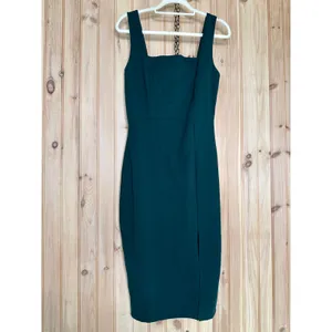 NWOT Lulus Baby, You're The One Dark Green Sleeveless Bodycon Midi Dress Party L thumbnail 2