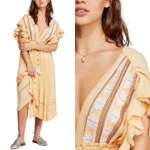 NWT Free People Will Wait For You Midi Dress Embroidered Ruffles Beach Small thumbnail 2