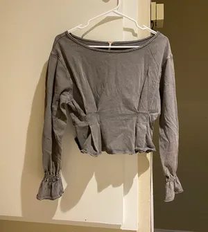 Free People Super Cute Grey Top Sweatshirt thumbnail 1