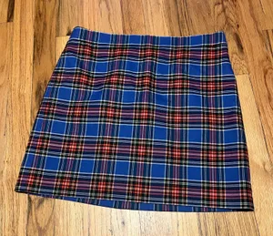 J.CREW Blue Plaid Wool Blend Mini Skirt - Size 2 thumbnail 1