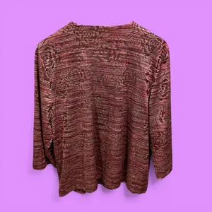 JM Collection Cute cottagecore raspberry roses stretchy cardigan tapestry look top thumbnail 3