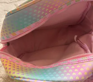 Under One Sky Girls Mini Backpack & Coin Purse - Pastel Rainbow Colors W/ Hearts thumbnail 12
