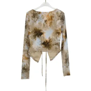 Windsor Getting Attention Abstract Print Mesh Crop Top Tie Front Medium thumbnail 5
