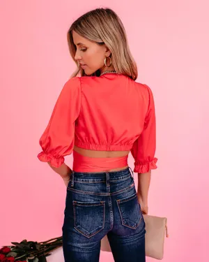 Vici New -Soothe My Soul Satin Wrap Crop Top thumbnail 2