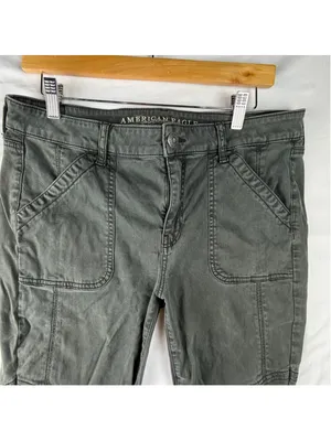 American Eagle Super Super Stretch X Jeggings 14 Regular Gray Utility Pants thumbnail 6