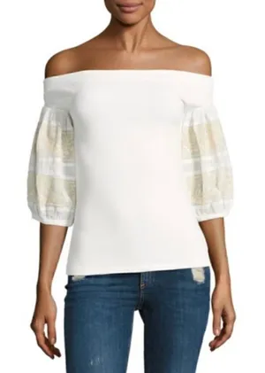 Free People Ivory Rock With It Embroidered Knit Blouse Medium thumbnail 1