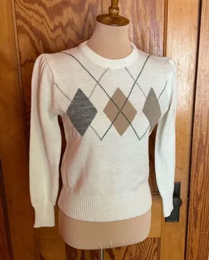 Vintage 80s hunters glen feminine argyle sweater thumbnail 4