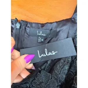 NWT Lulus Masterfully Eloquent Black 3D Floral Mini Dress Party Cocktails Sz M thumbnail 8