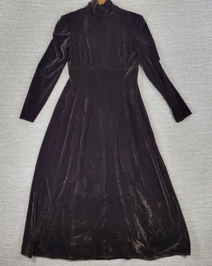 Vintage KC Spencer Velvet Maxi Dress Sz 6 Brown Turtleneck Whimsigoth Cocktail thumbnail 1
