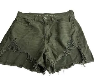 highest rise mom short green distressed cut off shorts Size 6 thumbnail 1