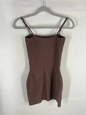 Babaton Ribbed Cami Mini Dress in Brown thumbnail 6